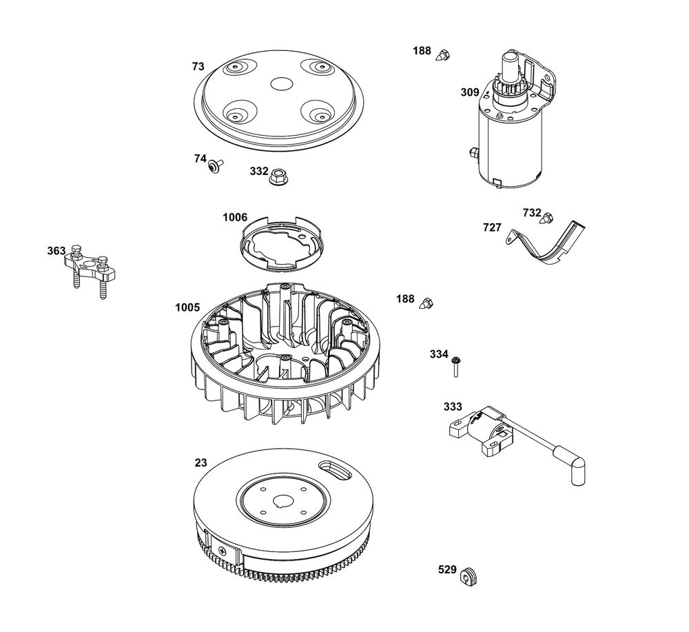 Flywheel, Ignition, And Starter Group Diagram and Parts List for 389575-0117-E1  Briggs and Stratton Engine